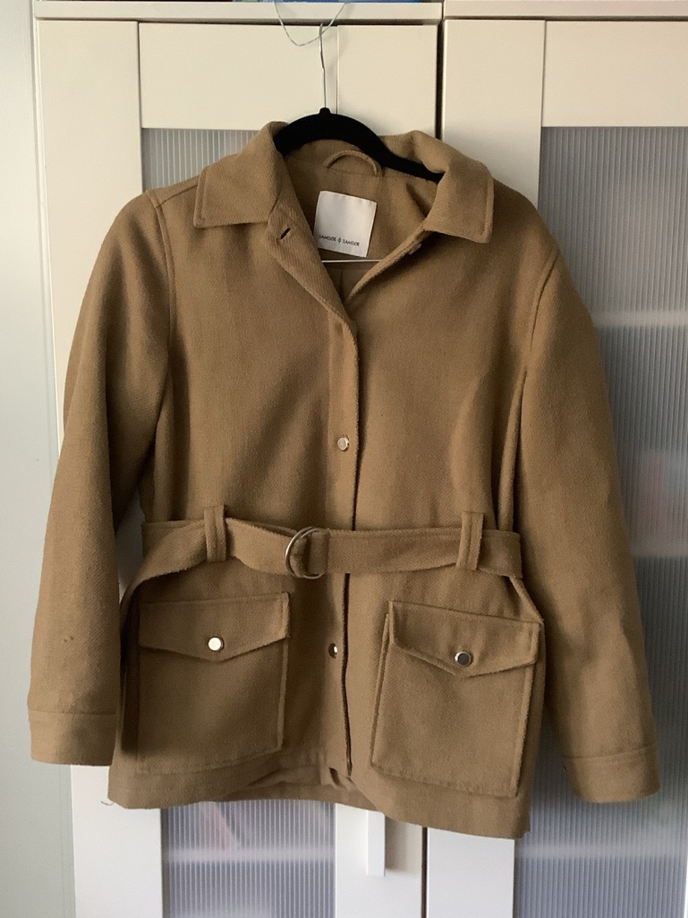SAMSOE Camel Utility Jacket with Belted Waist